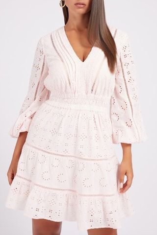 Robe patineuse en broderie anglaise - Rose poudré
