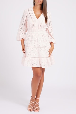 Robe patineuse en broderie anglaise - Rose poudré