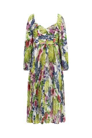 Robe plissée - Kaki et fuchsia