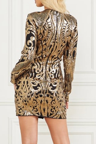 Robe fourreau - Doré et noir