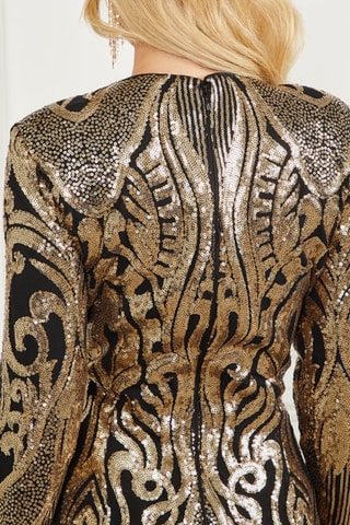Robe fourreau - Doré et noir