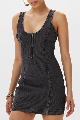Robe droite en jean - Noir
