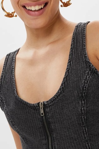 Robe droite en jean - Noir