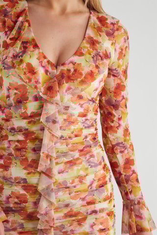 Robe fourreau - Orange et blanc