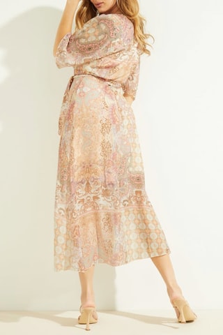 Robe portefeuille - Beige et rose