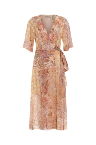 Robe portefeuille - Beige et rose