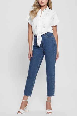 Chemisier slim en broderie anglaise - Blanc