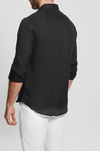 Chemise slim en lin - Noir