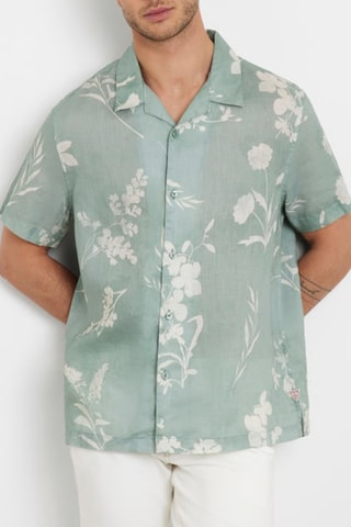 Chemise slim en lin Island - Vert d’eau