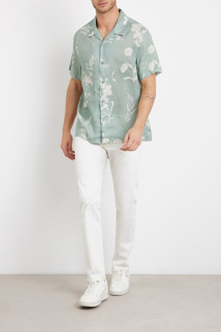 Chemise slim en lin Island - Vert d’eau