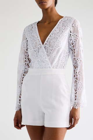 Combishort bi-matière - Blanc