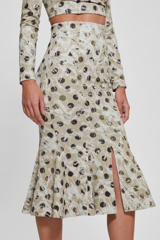 Jupe plissée taille haute - Beige