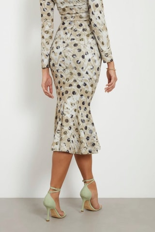 Jupe plissée taille haute - Beige
