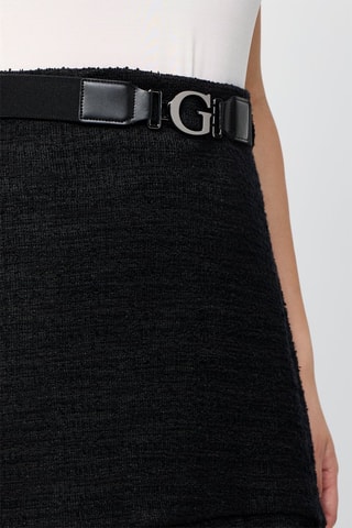 Jupe patineuse taille haute - Noir chiné