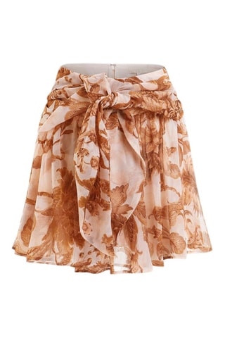 Jupe patineuse taille haute - Camel et beige