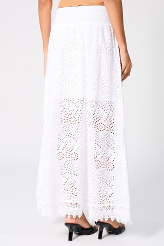 Jupe longue en broderie anglaise taille haute - Blanc