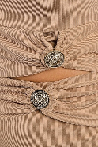 Jupe fourreau taille haute - Beige