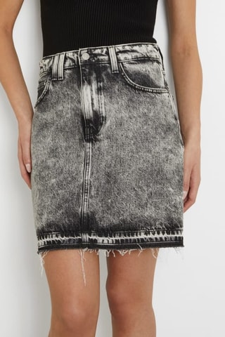 Jupe droite en jean taille haute - Gris foncé