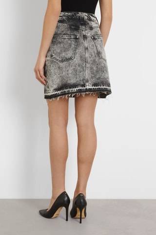 Jupe droite en jean taille haute - Gris foncé