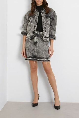 Jupe droite en jean taille haute - Gris foncé