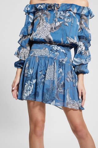 Jupe plissée taille haute - Bleu cobalt