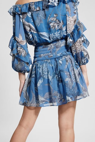 Jupe plissée taille haute - Bleu cobalt