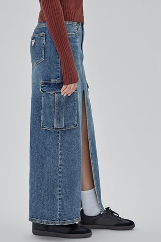 Jupe longue en jean Split - Bleu marine