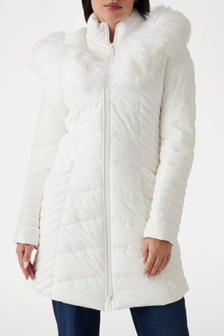 Doudoune longue à capuche Oxana - Blanc