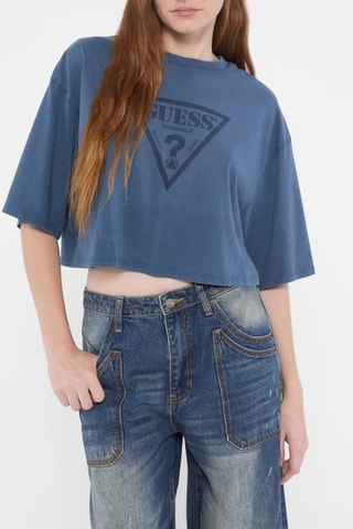 T-shirt cropped Vintage - Beige cobalt