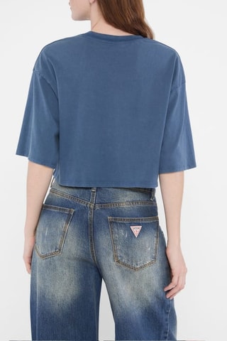 T-shirt cropped Vintage - Beige cobalt