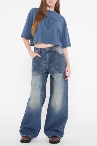 T-shirt cropped Vintage - Beige cobalt