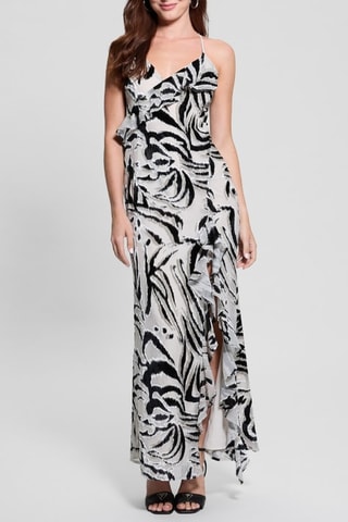 Robe longue Lydie - Gris clair et noir
