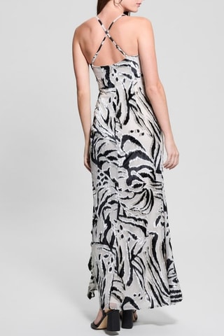 Robe longue Lydie - Gris clair et noir