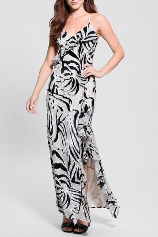 Robe longue Lydie - Gris clair et noir