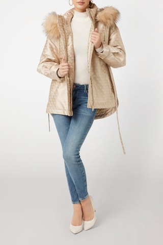 Parka à capuche Elly - Ecru et beige clair