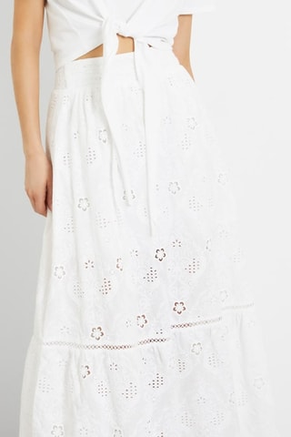Jupe longue en broderie anglaise taille haute Frida - Blanc