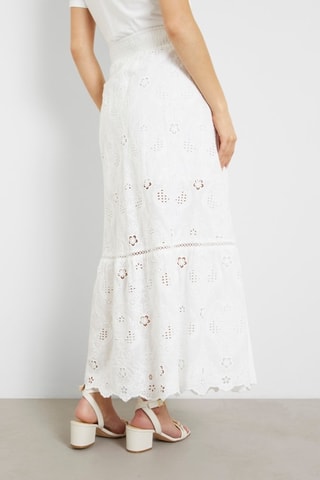 Jupe longue en broderie anglaise taille haute Frida - Blanc