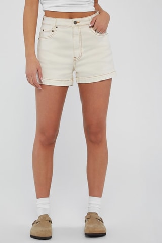 Short en jean taille haute Go Kit - Ecru