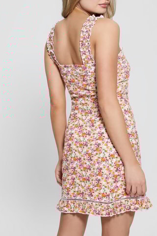 Robe droite en broderie anglaise Carmen - Rose et orange