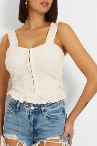 Top en broderie anglaise Carmen - Nude