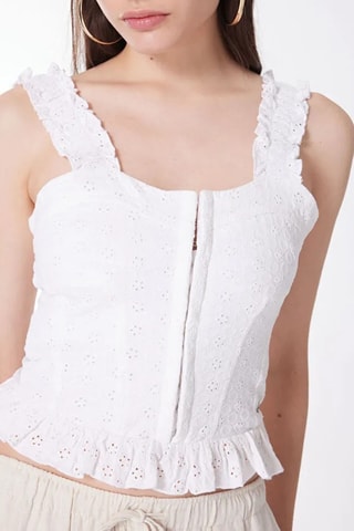 Top en broderie anglaise Carmen - Blanc