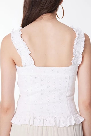 Top en broderie anglaise Carmen - Blanc