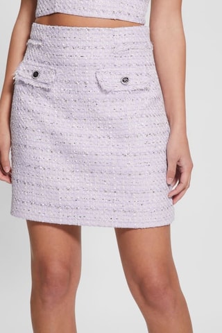 Jupe droite taille haute en tweed Sofia - Mauve
