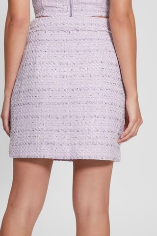 Jupe droite taille haute en tweed Sofia - Mauve