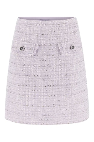 Jupe droite taille haute en tweed Sofia - Mauve