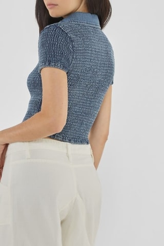 Chemisier court en jean Go - Bleu clair