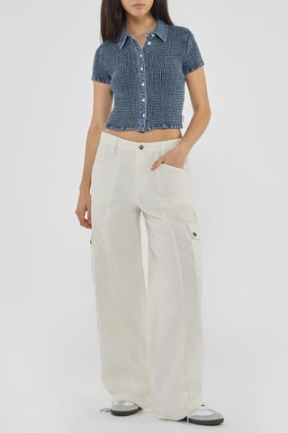 Chemisier court en jean Go - Bleu clair