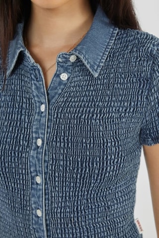 Chemisier court en jean Go - Bleu clair