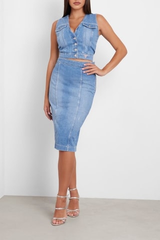 Gilet sans manches en jean Eva - Bleu clair