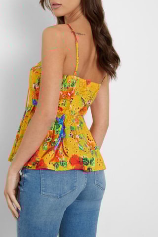 Top en broderie anglaise Stacy - Moutarde et rouge
